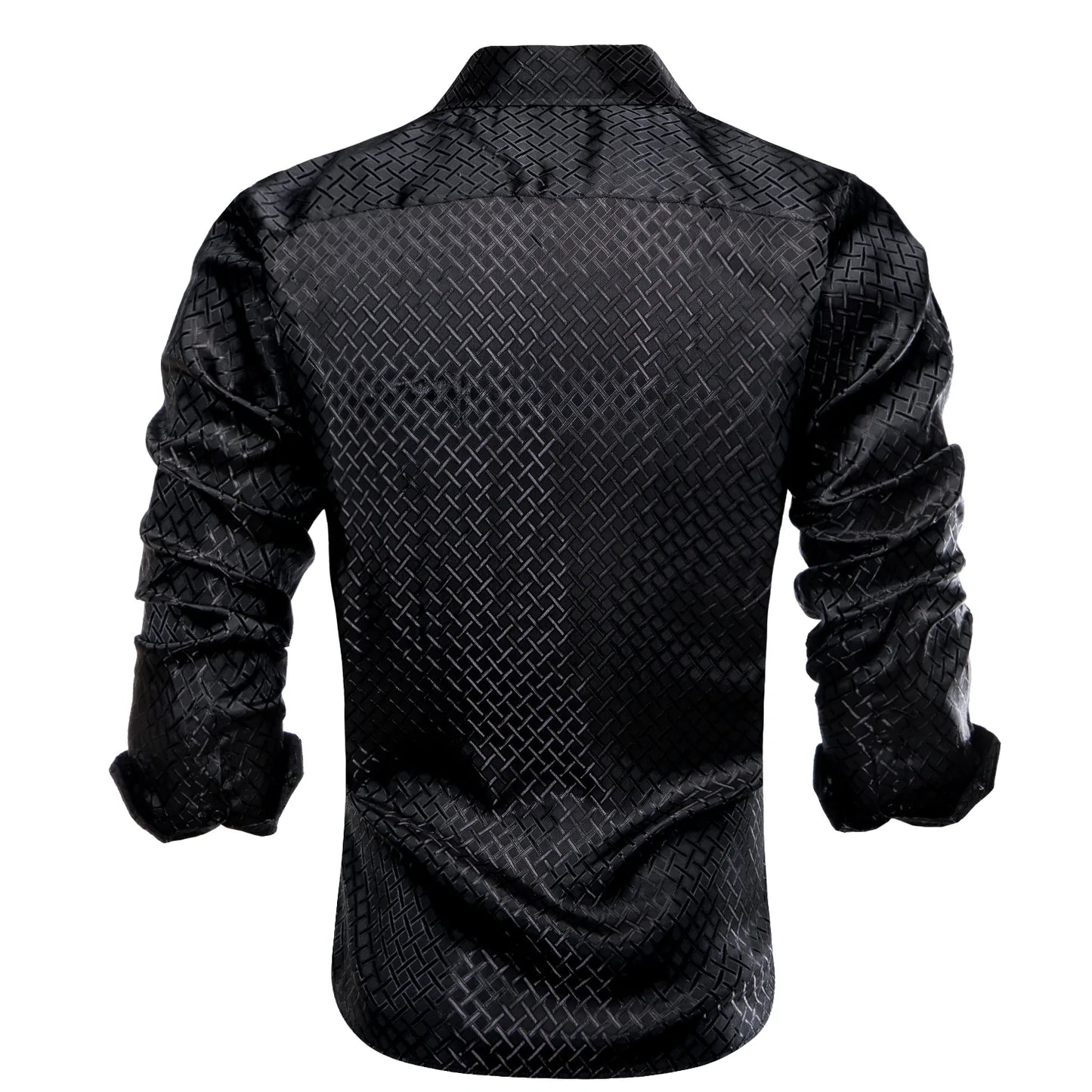 Black Plaid Silk Dress Shirt shirt - Sophisticated Gentlemen
