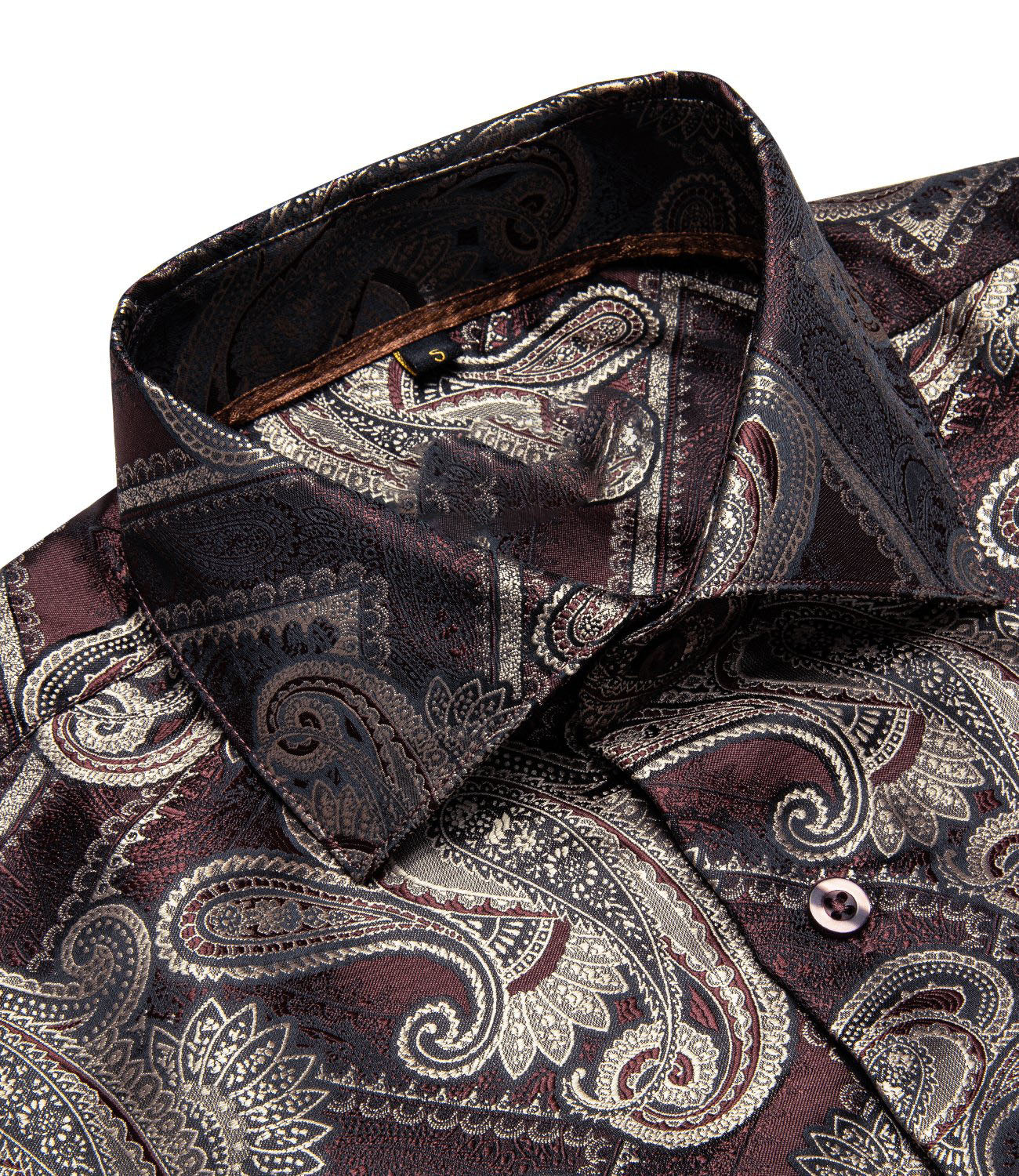 Burgundy and Brown Paisley Dress Shirt shirt - Sophisticated Gentlemen