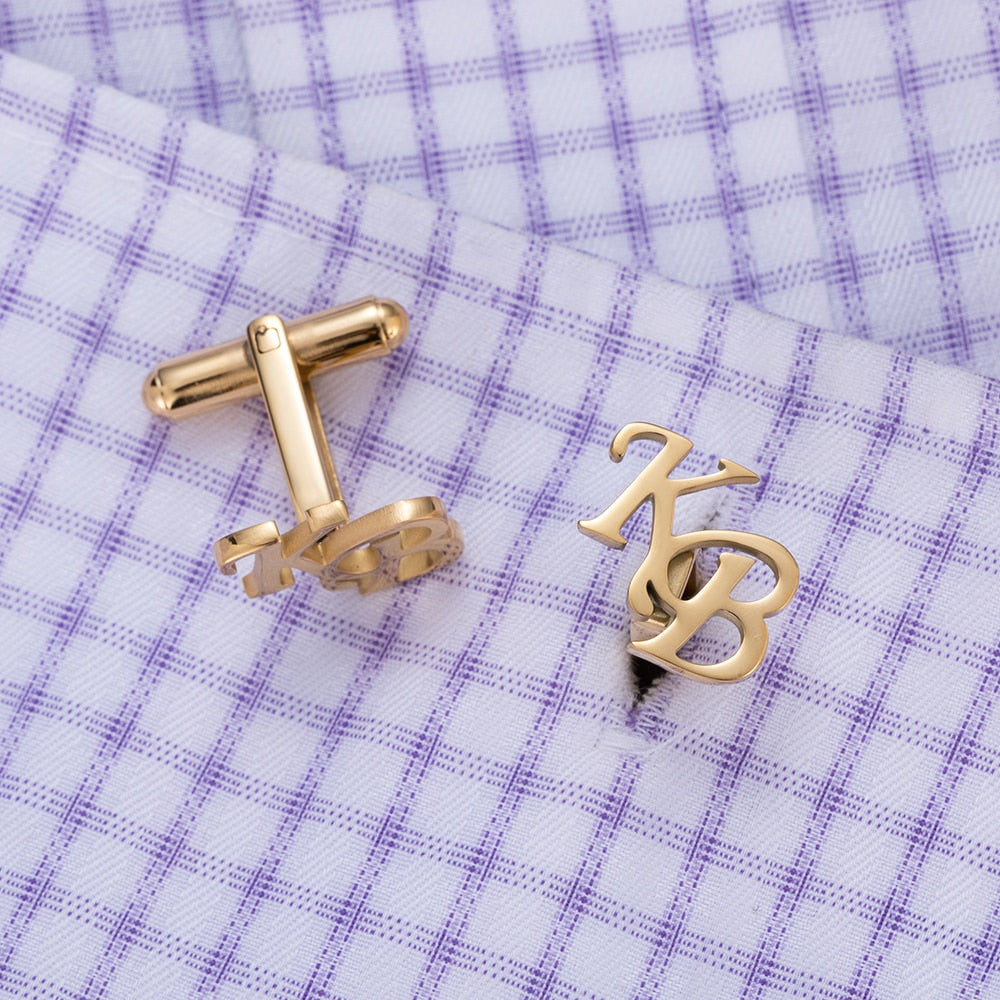 Initials Cufflinks cufflink Gold 2 ( Up to 3 Characters ) - Sophisticated Gentlemen