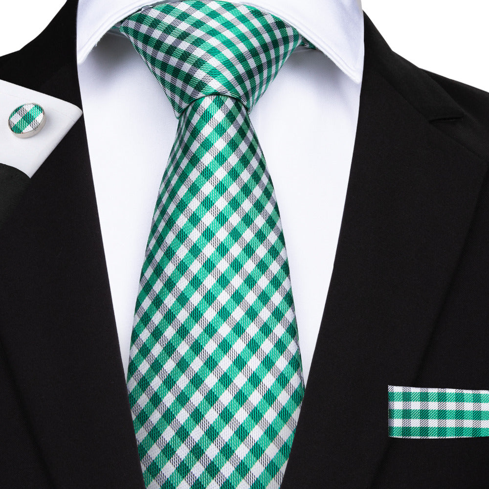 Spring Green Tie, Pocket Square and Cufflinks - SOPHGENT