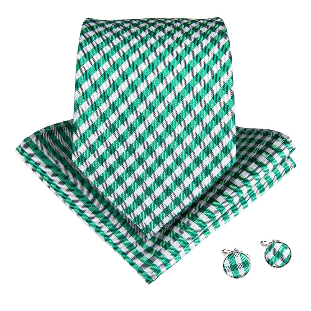 Spring Green Tie, Pocket Square and Cufflinks tie sets - Sophisticated Gentlemen