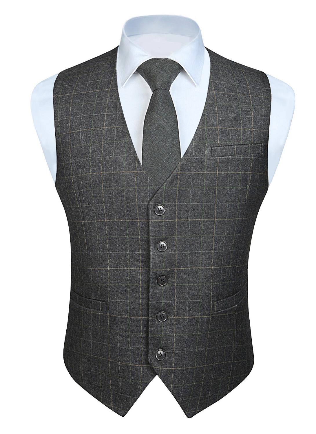 Classic Gray Plaid Waistcoat Vest - Sophisticated Gentlemen