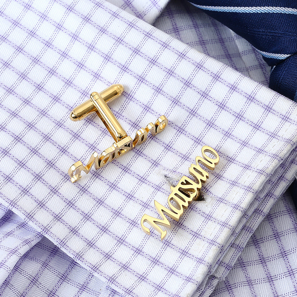 Initials Cufflinks cufflink Gold 4 ( Up to 9 Characters ) - Sophisticated Gentlemen