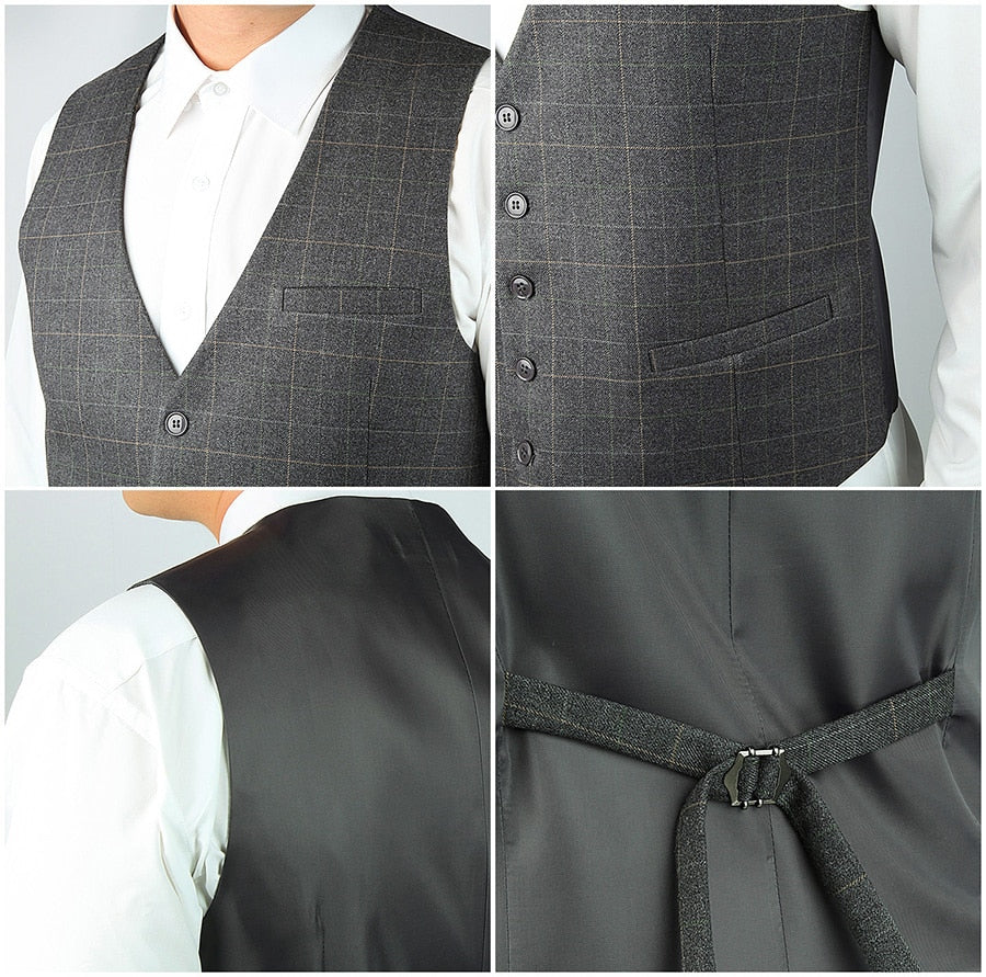 Classic Gray Plaid Waistcoat Vest - Sophisticated Gentlemen