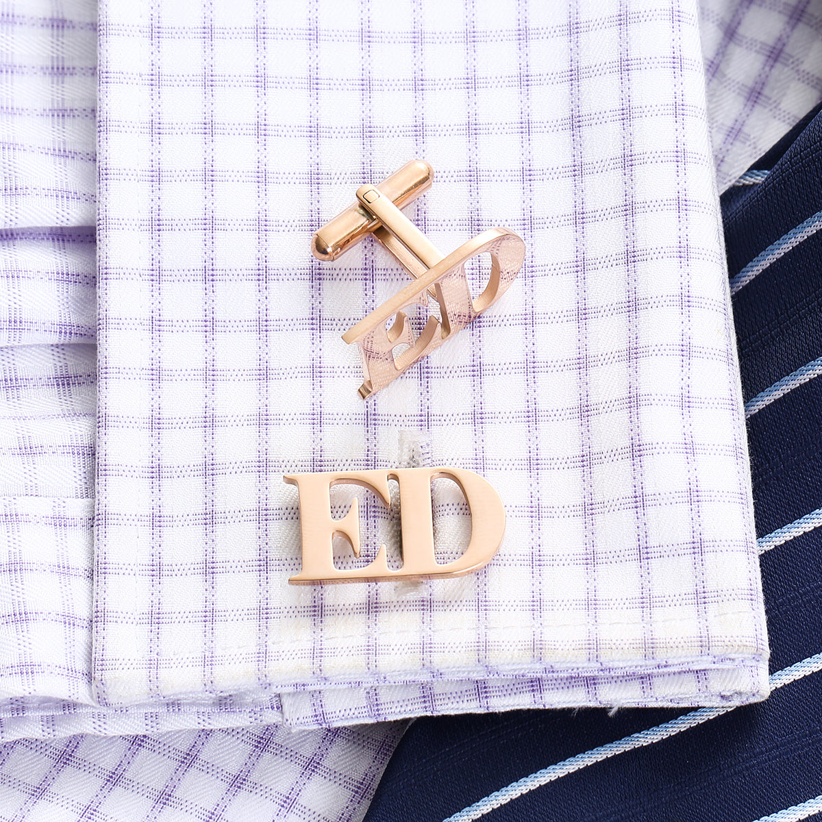 Initials Cufflinks cufflink Rose Gold 1 ( Up to 9 Characters ) - Sophisticated Gentlemen
