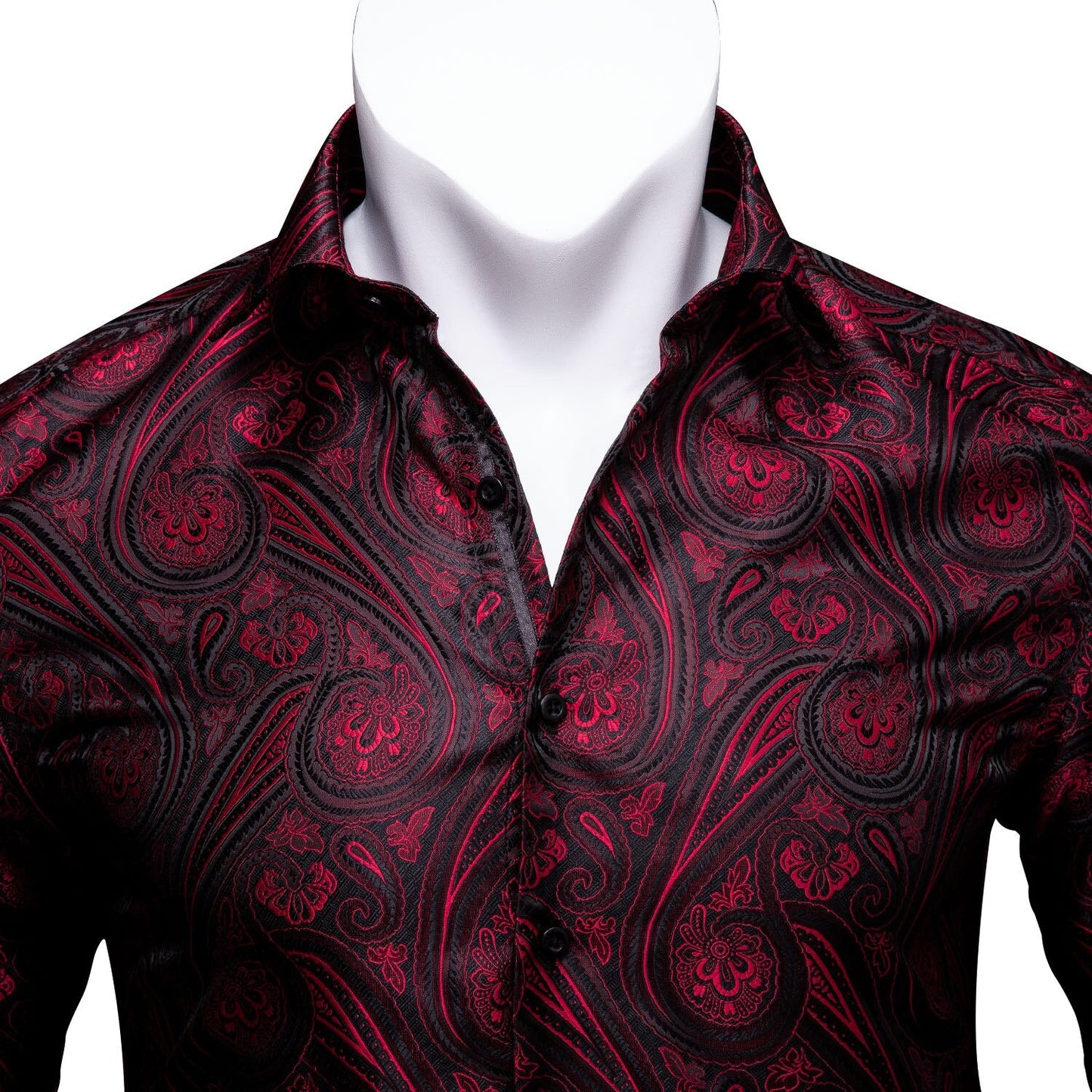 Red and Black Paisley Dress Shirt shirt - Sophisticated Gentlemen