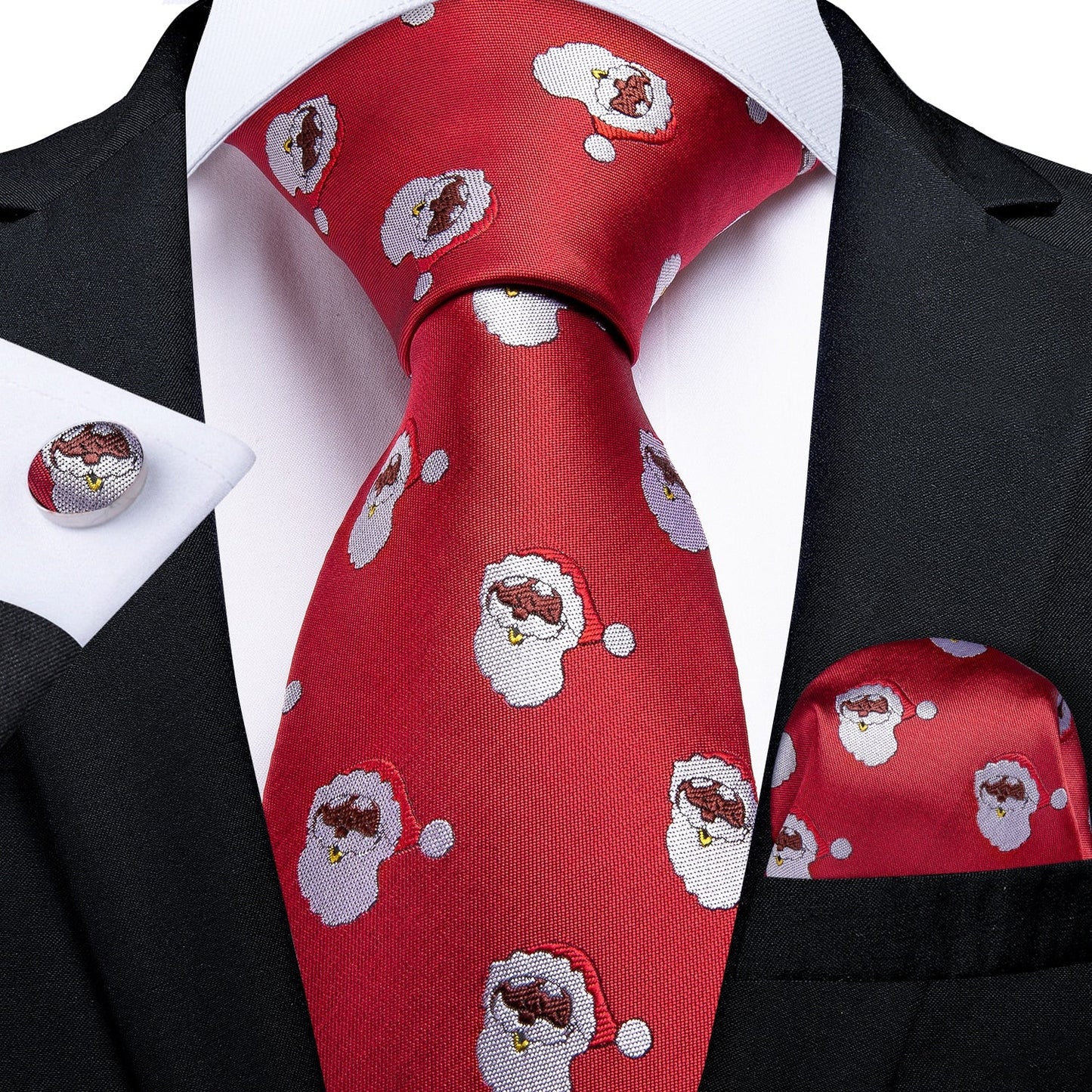 Santa Claus Tie, Pocket Square and Cufflinks tie sets Standard packaging - Sophisticated Gentlemen