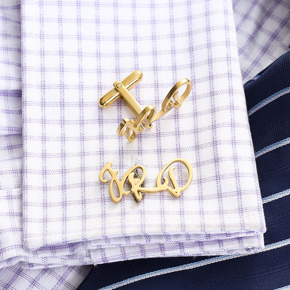 Initials Cufflinks cufflink Gold 3 ( Up to 3 Characters ) - Sophisticated Gentlemen