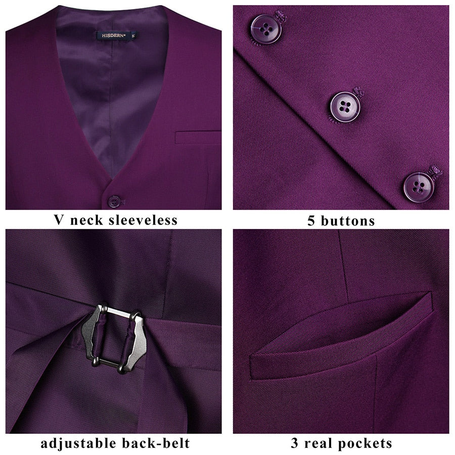 Purple Cotton Vest Vest - Sophisticated Gentlemen