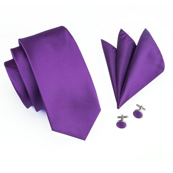 Tie, Pocket Square and Cufflinks In Purple Tie sets - Sophisticated Gentlemen