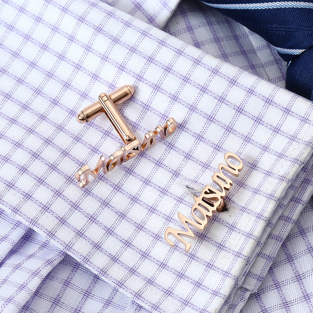 Initials Cufflinks cufflink Rose Gold 4 ( Up to 9 Characters ) - Sophisticated Gentlemen