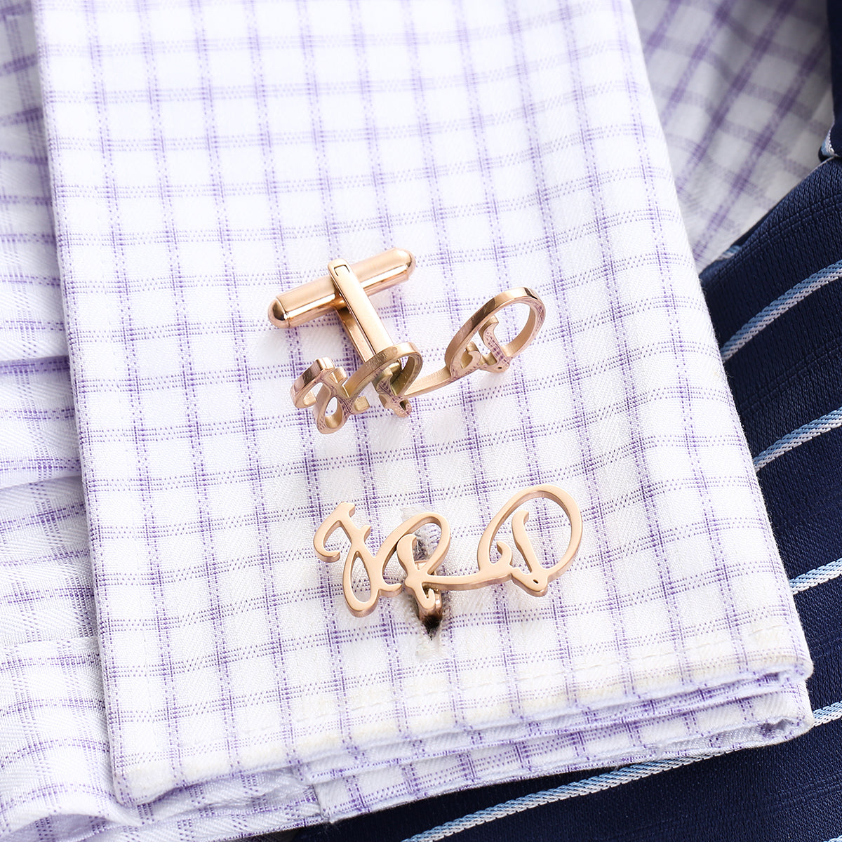 Initials Cufflinks cufflink Rose Gold 3 ( Up to 3 Characters ) - Sophisticated Gentlemen