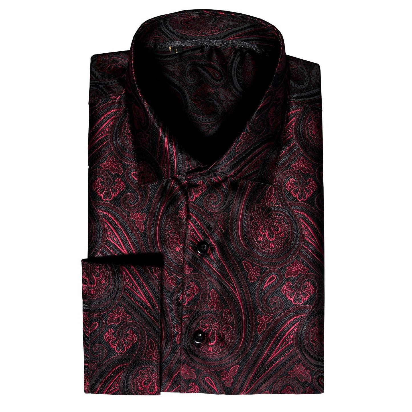 Red and Black Paisley Dress Shirt shirt - Sophisticated Gentlemen