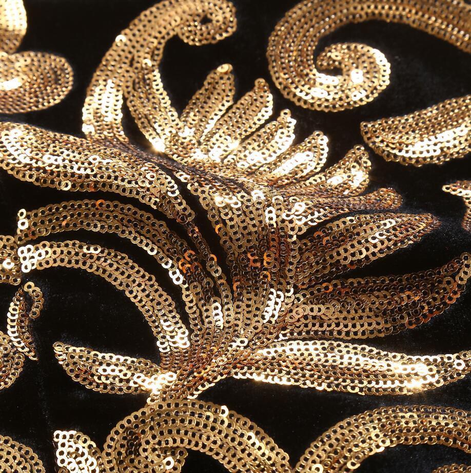 Gold and Black Sequins Velvet Tuxedo Jacket Blazers - Sophisticated Gentlemen