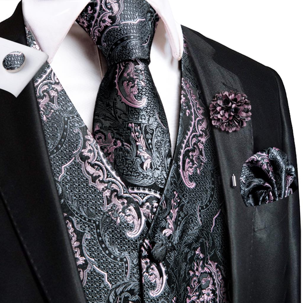 Graphite and Pink Luxury Vest Set vest set - Sophisticated Gentlemen