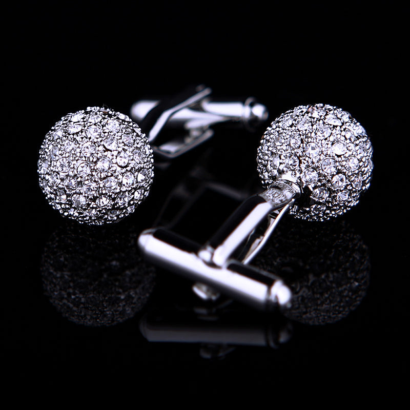 Silver Crystal Ball Cufflinks - SOPHGENT