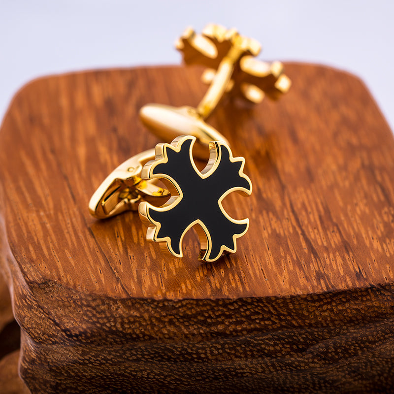 Black & Gold Patonce Cross Cufflinks - SOPHGENT