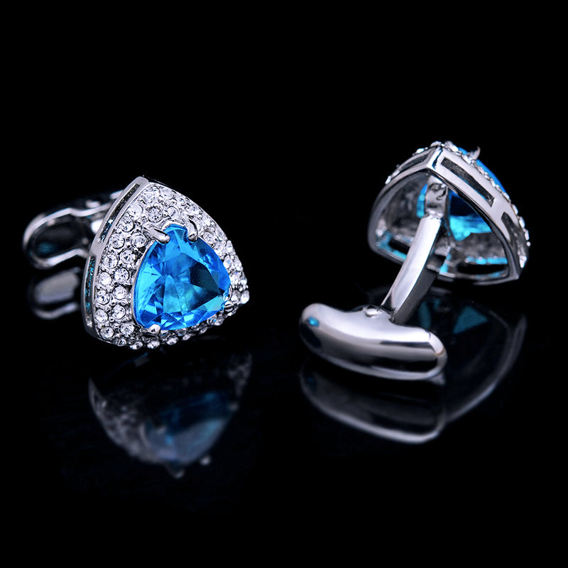 Crystal Rhinestone Light Blue Cufflinks - SOPHGENT