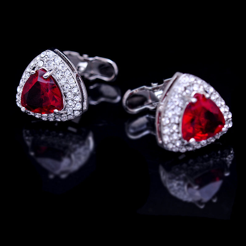 Silver Plated Red Crystal Cufflinks - SOPHGENT