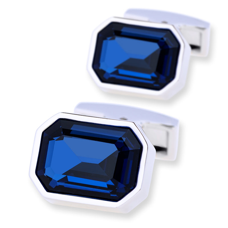 Large Blue Crystal Cufflinks - SOPHGENT