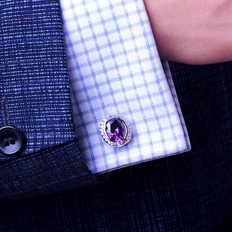 Crystal Purple Stone Cufflinks - SOPHGENT