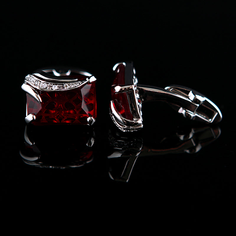 Crystal Red Gemstone Cufflinks Cufflink - Sophisticated Gentlemen
