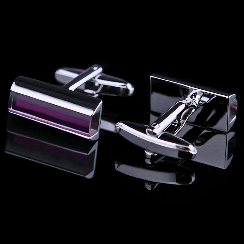 Rectangular Purple Crystal Cufflinks - SOPHGENT