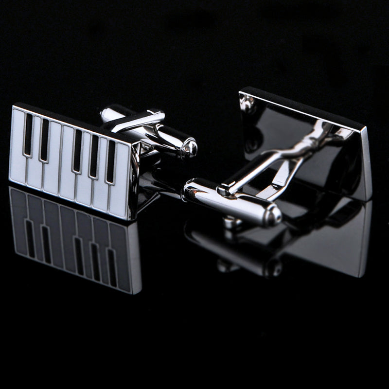 Enamel Silver Piano Cufflinks - SOPHGENT