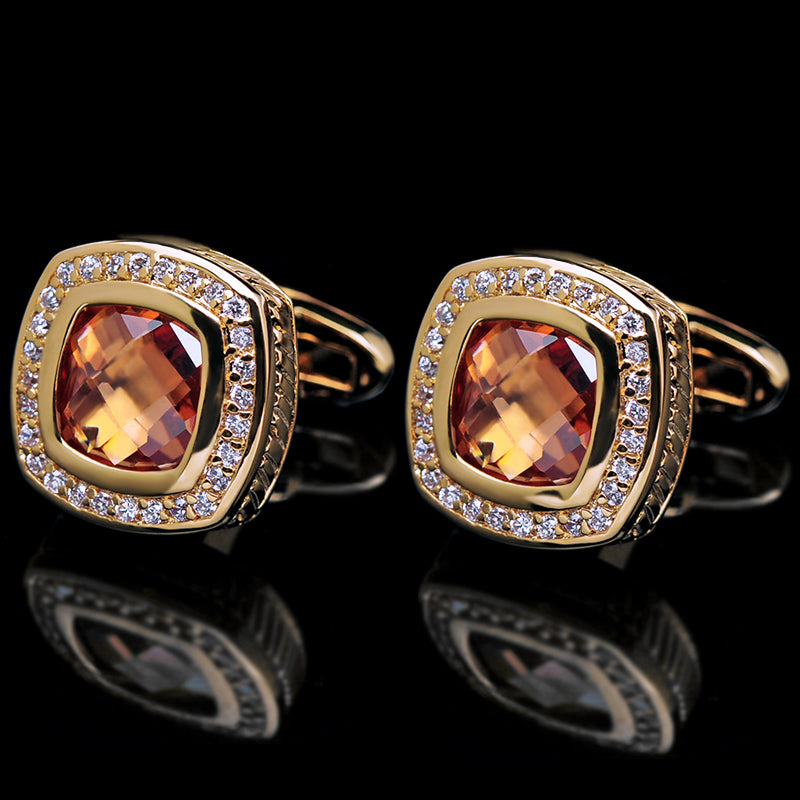 Crystal Zircon 18K Gold Cufflinks - SOPHGENT
