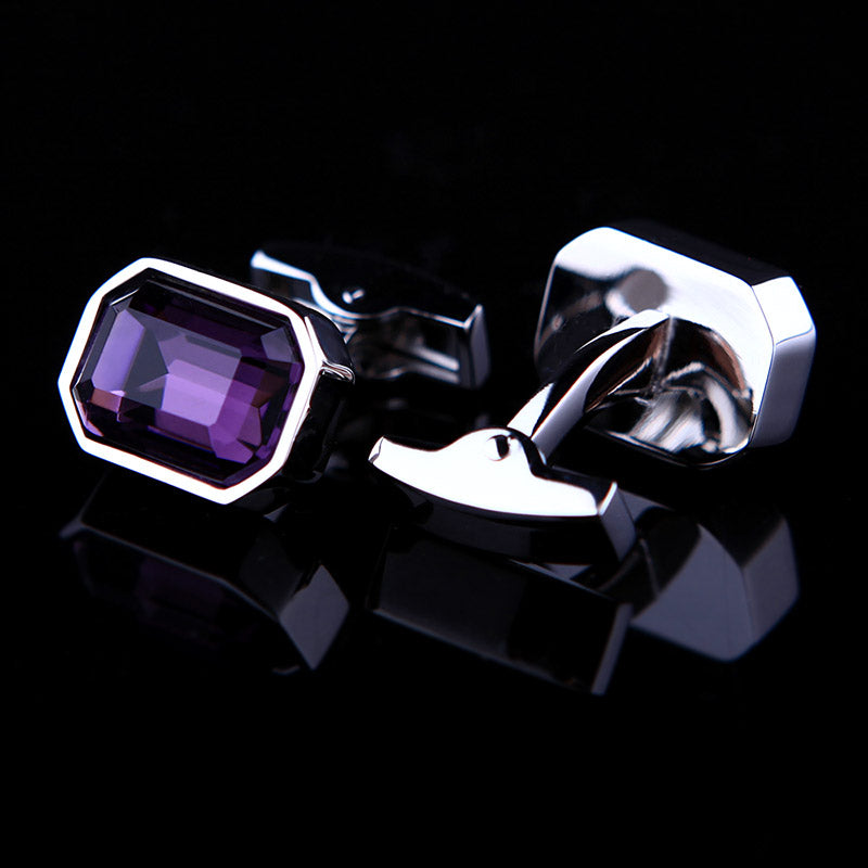 Large Purple Crystal Cufflinks - SOPHGENT