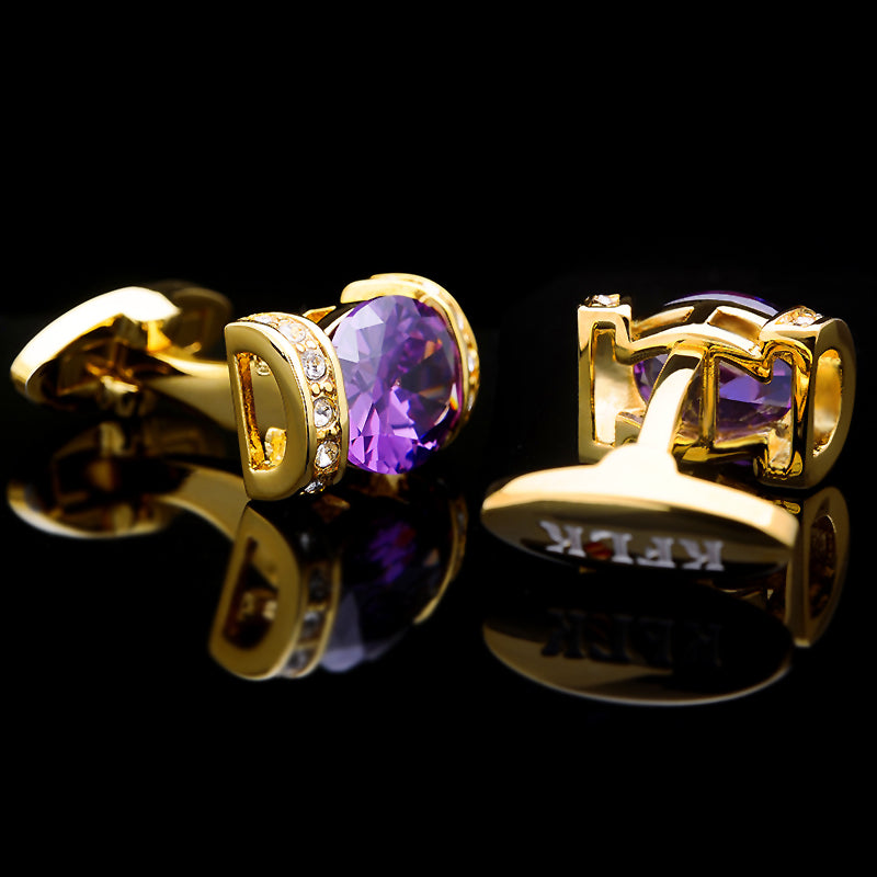 18K Plated Purple And Gold Cufflinks - SOPHGENT