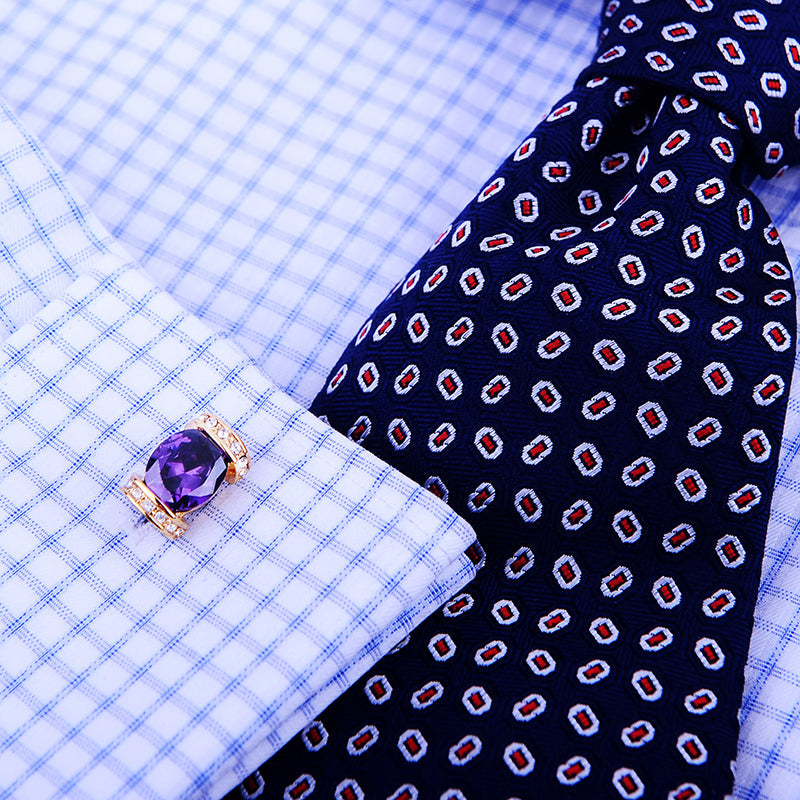 18K Plated Purple And Gold Cufflinks Cufflink - Sophisticated Gentlemen