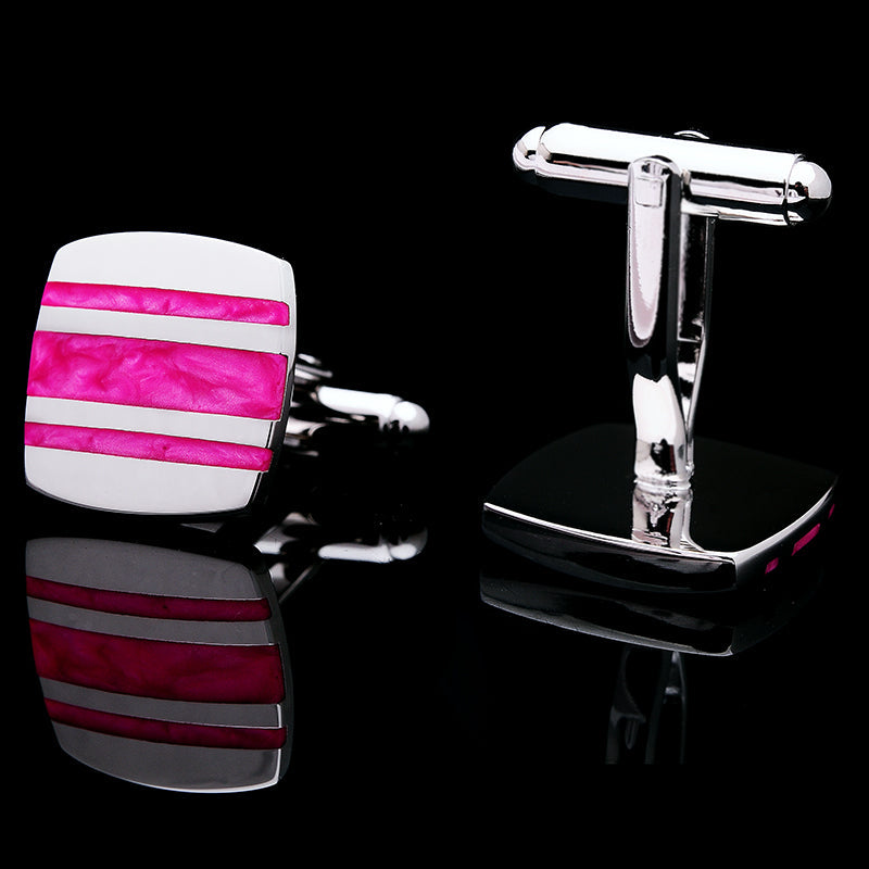 Silver Plated Enamel Hot Pink Cufflinks Cufflink - Sophisticated Gentlemen
