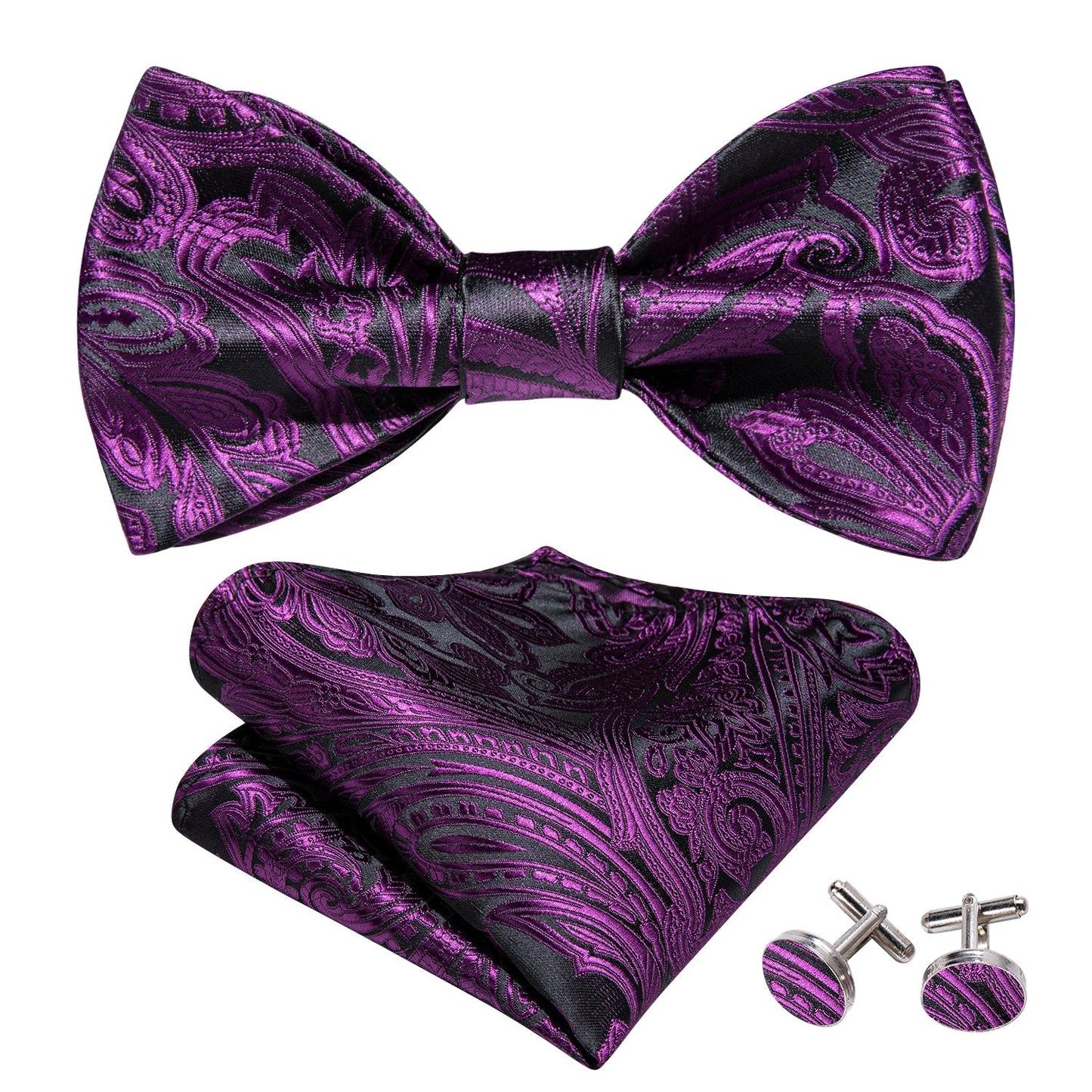 Purple and Black Paisley Bow Tie bow tie - Sophisticated Gentlemen