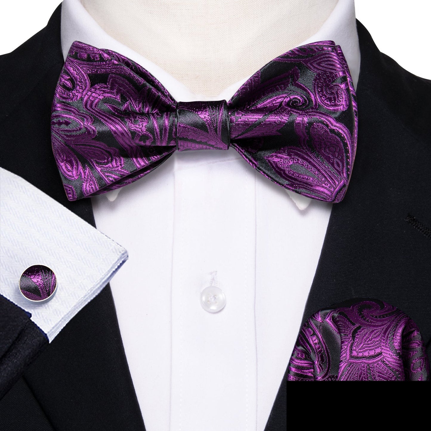 Purple and Black Paisley Bow Tie bow tie - Sophisticated Gentlemen