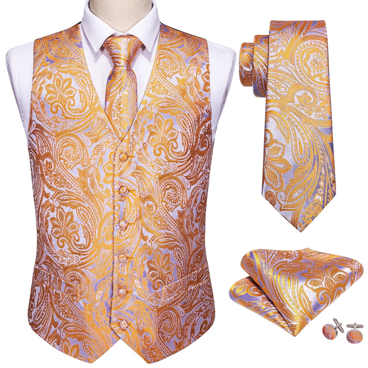 Silver and Orange Vest Set - SOPHGENT