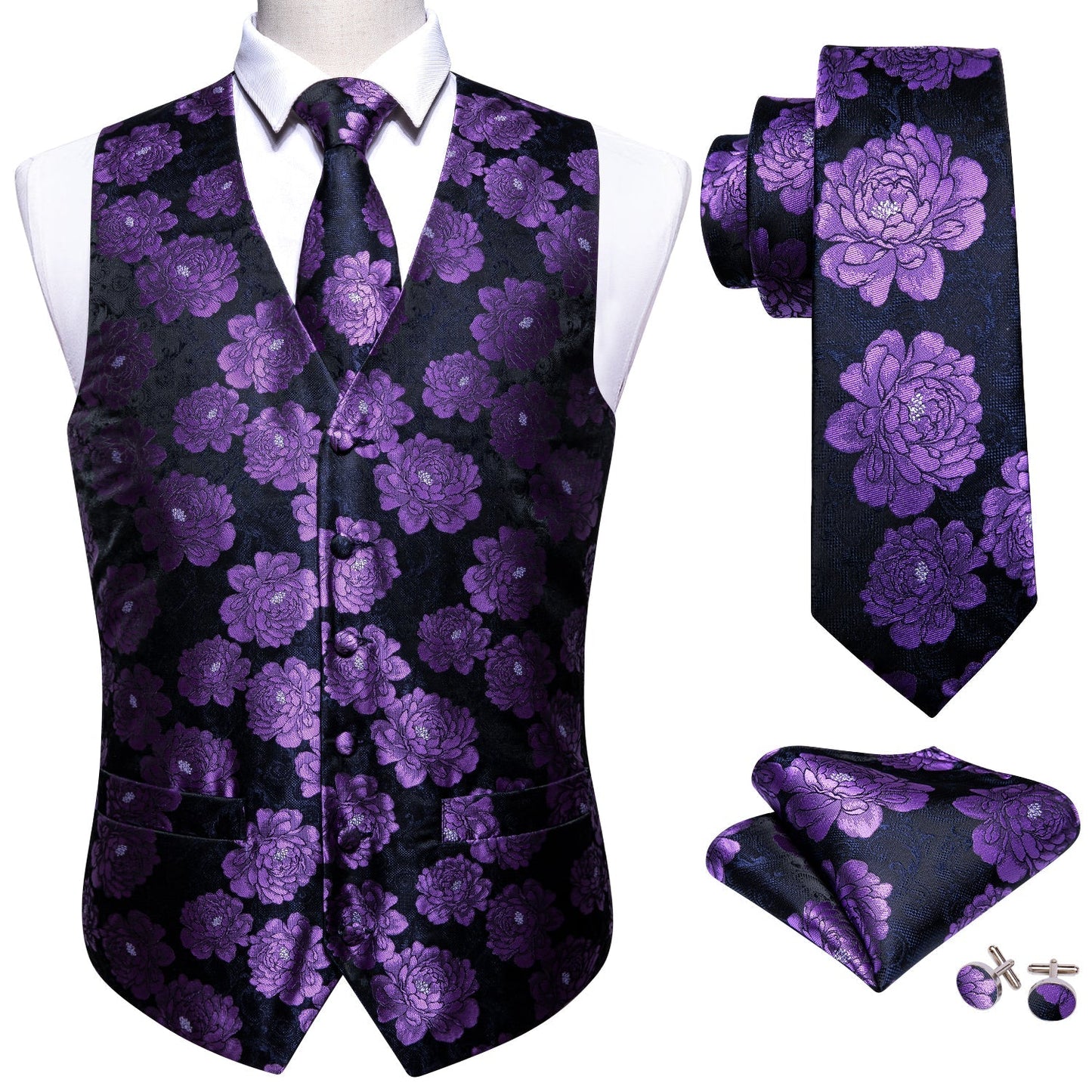 Purple Peony Vest Set - SOPHGENT