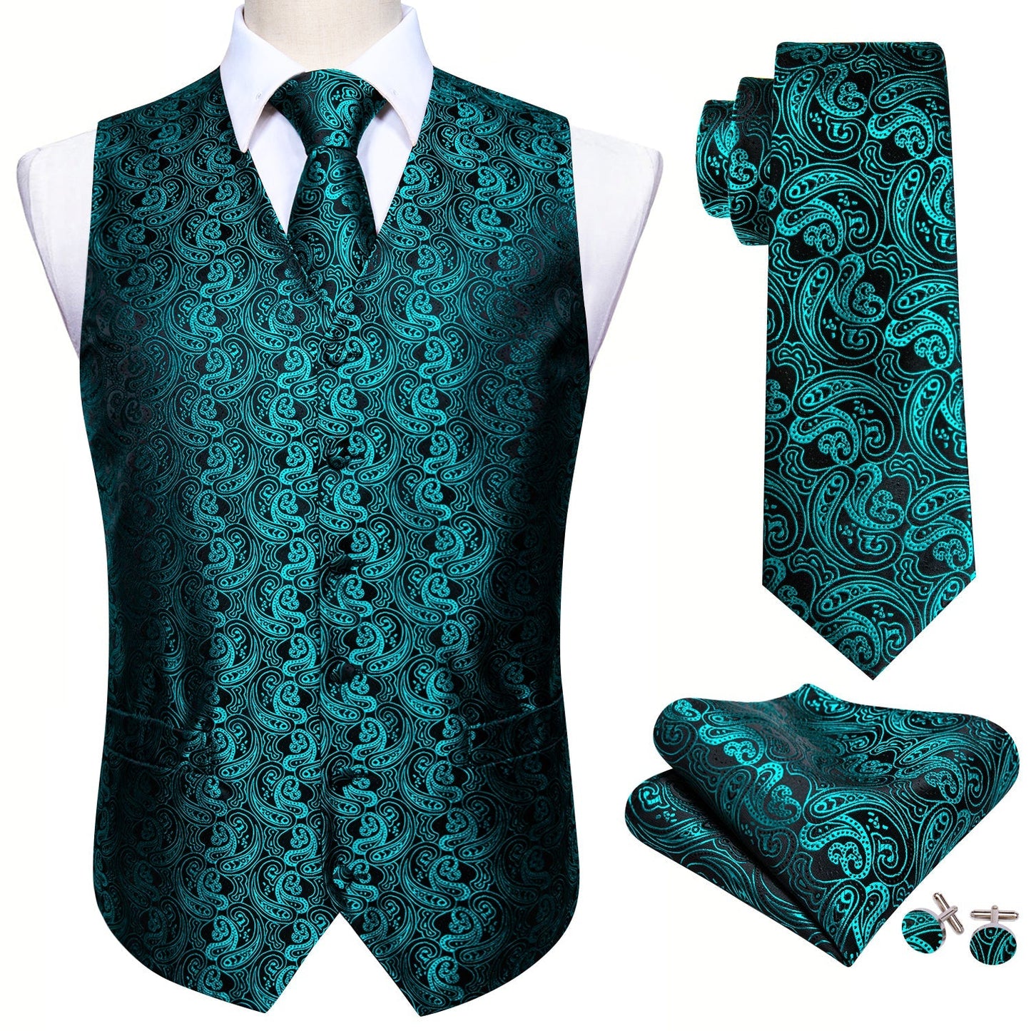 Teal Green Vest Set - SOPHGENT