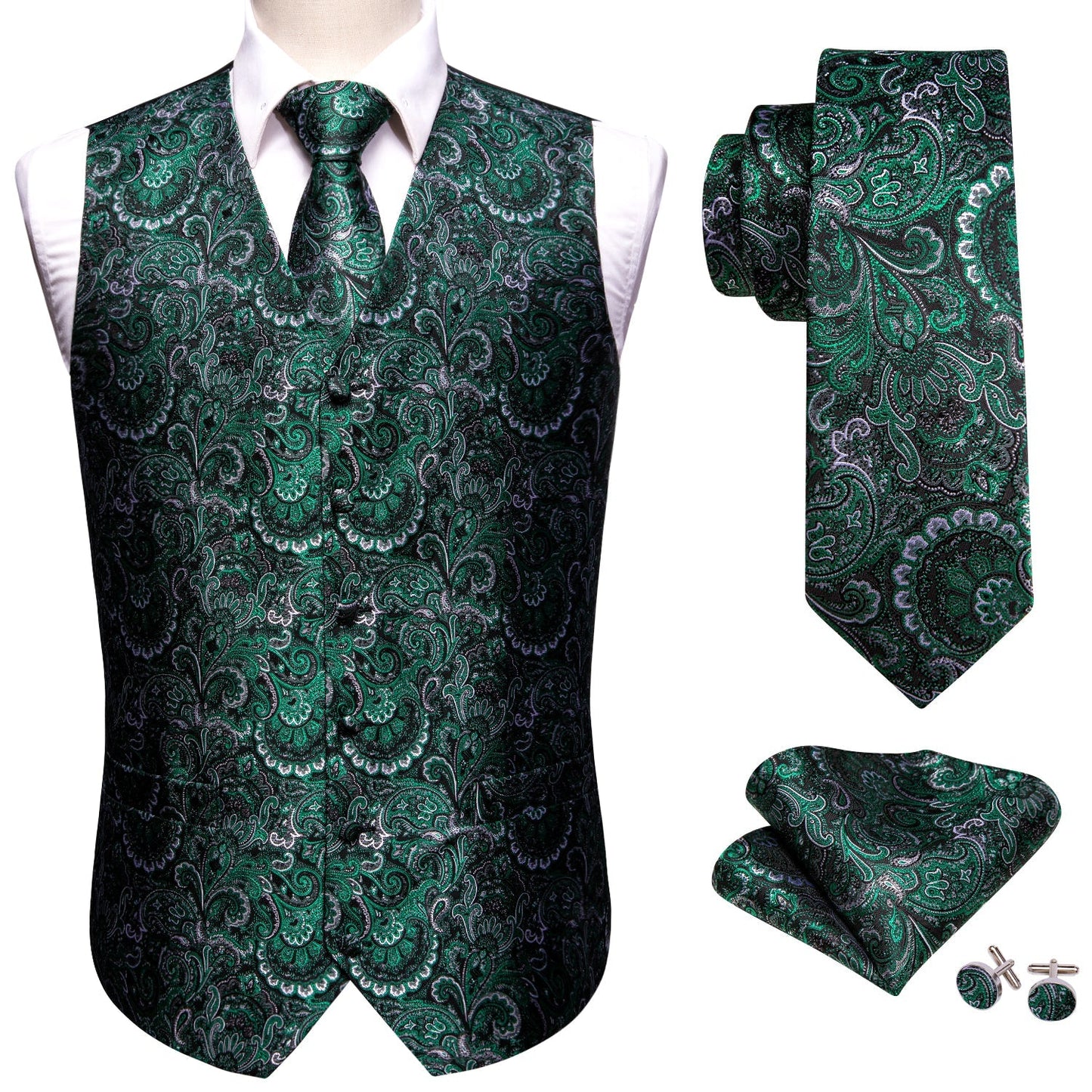 Dark Royal Green Vest Set - SOPHGENT