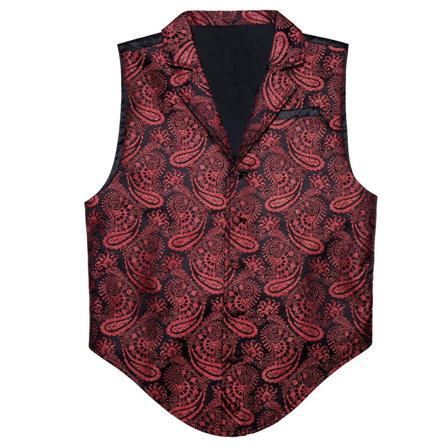 Red and Black Paisley Vest vest set S (Chest 38) - Sophisticated Gentlemen