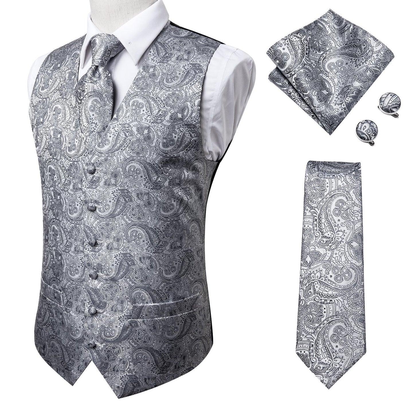 Silver Gray Vest Set - SOPHGENT