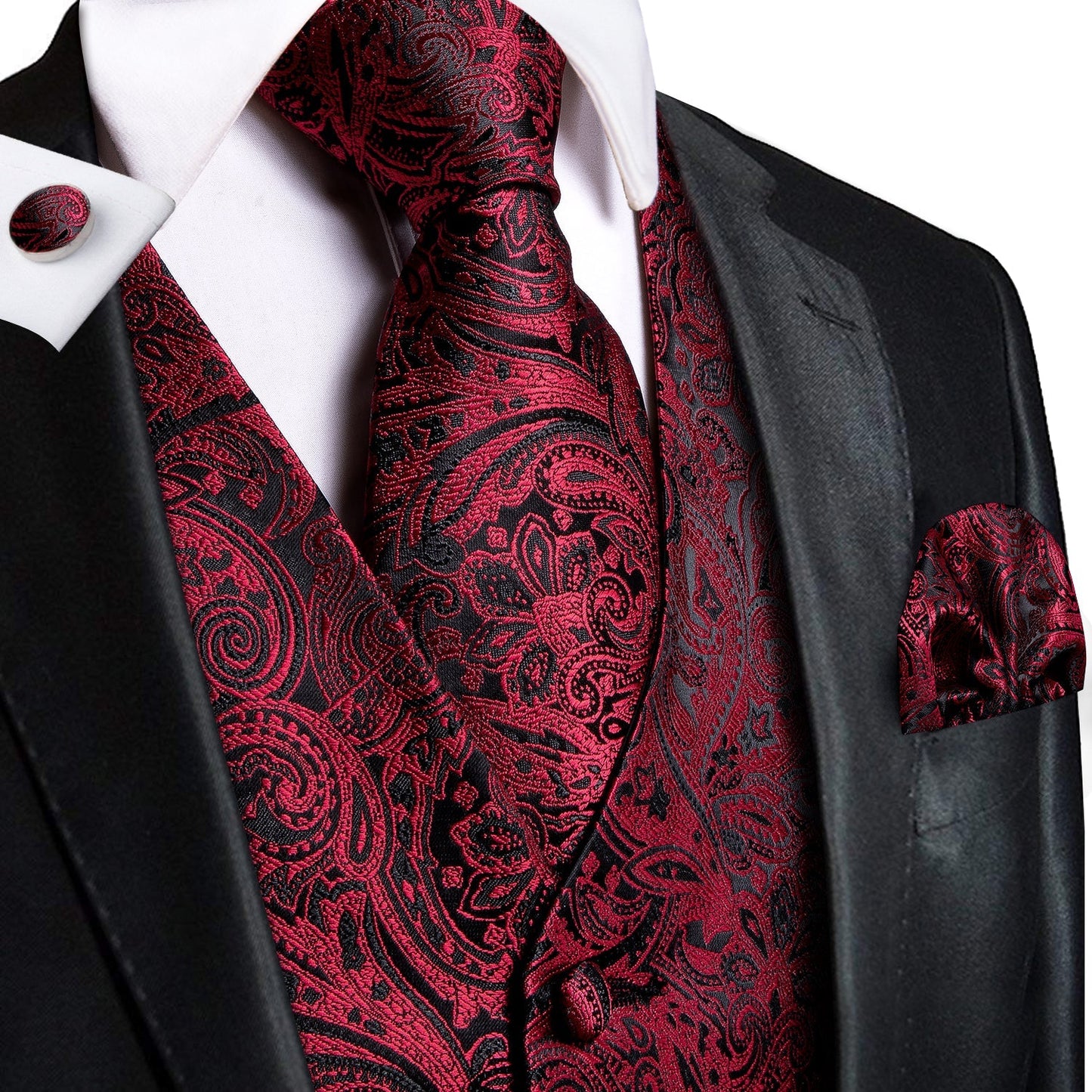 Red Wine Vest Set vest set S (Chest 41) - Sophisticated Gentlemen