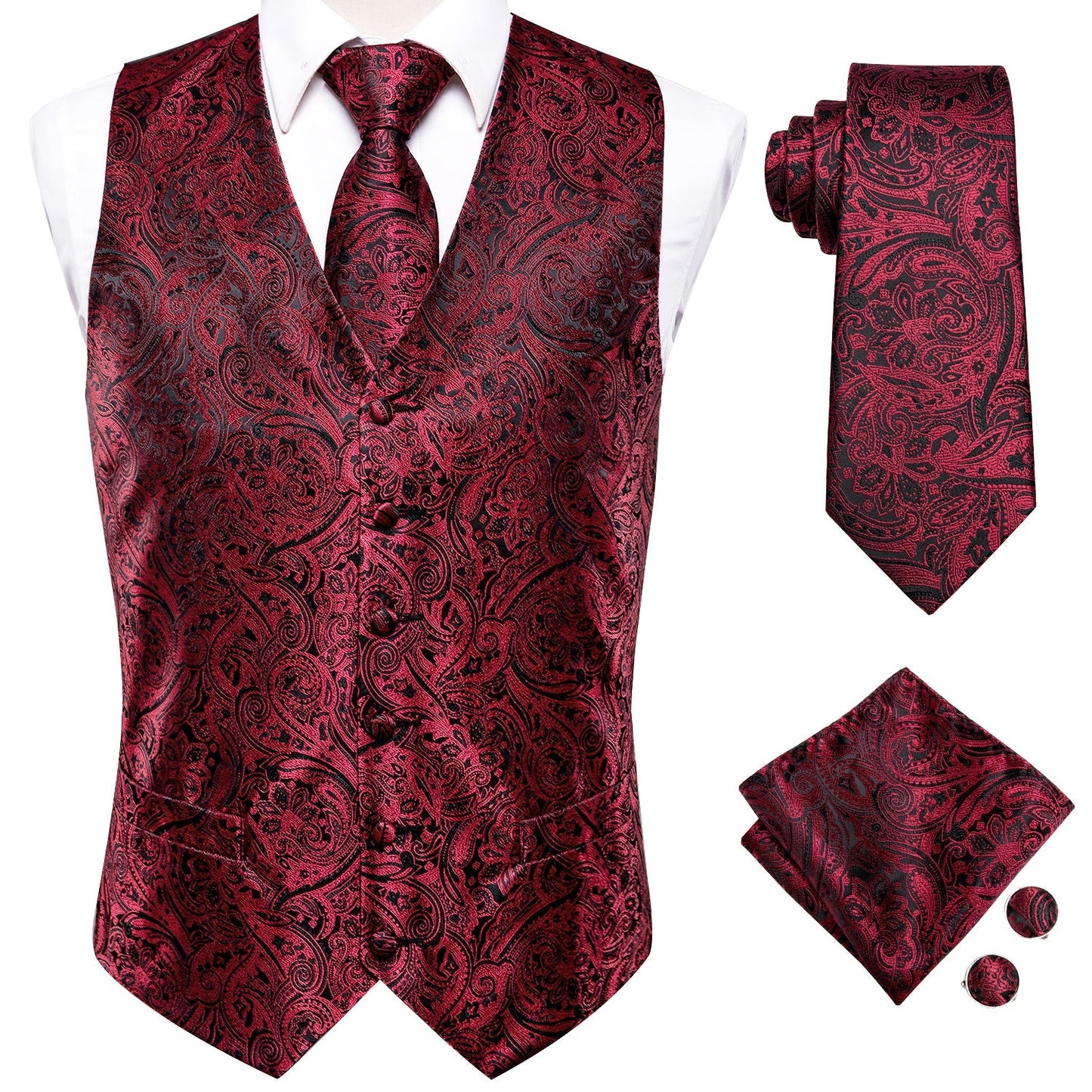 Red Wine Vest Set vest set - Sophisticated Gentlemen