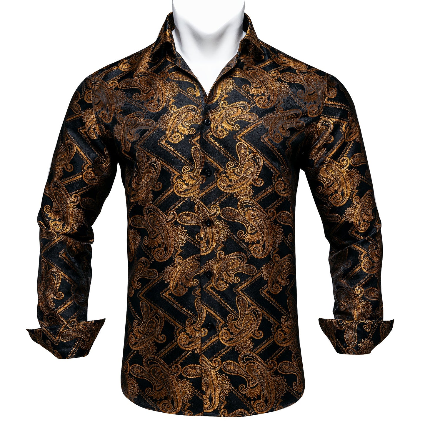 Black and Gold Paisley Dress Shirt - SOPHGENT