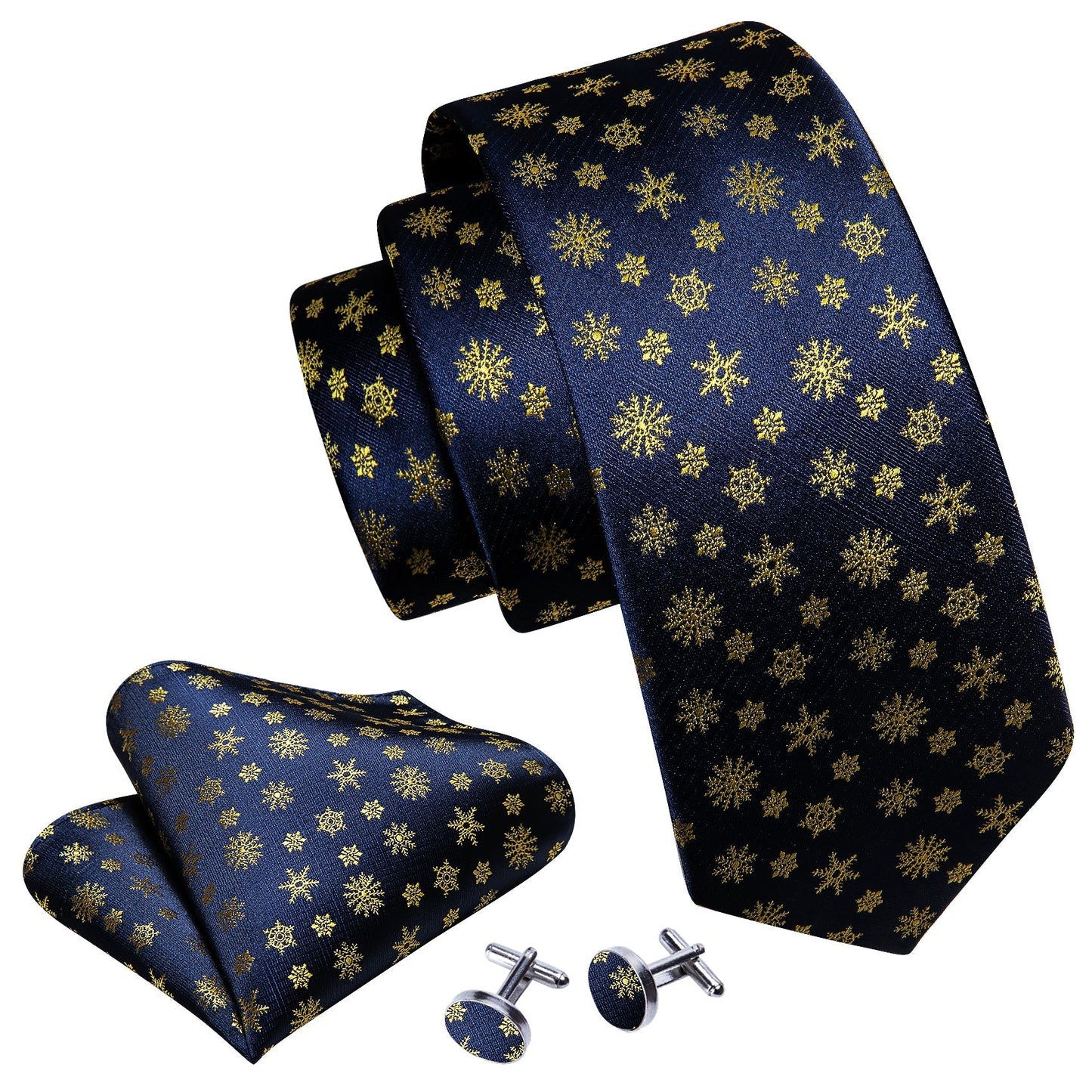 Blue and Gold Snowflakes Tie Set tie sets - Sophisticated Gentlemen