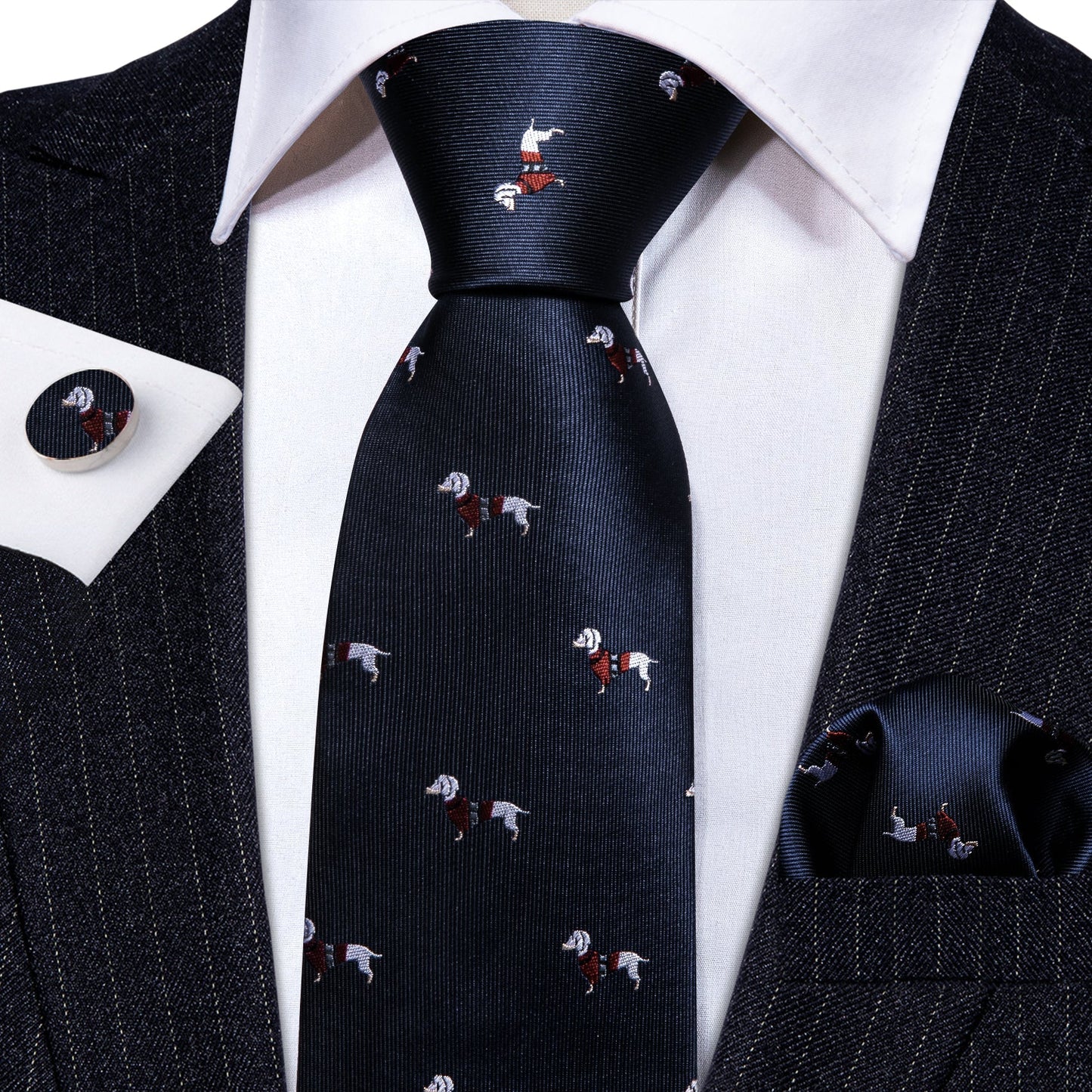 Dachshund Tie Set In Blue - SOPHGENT
