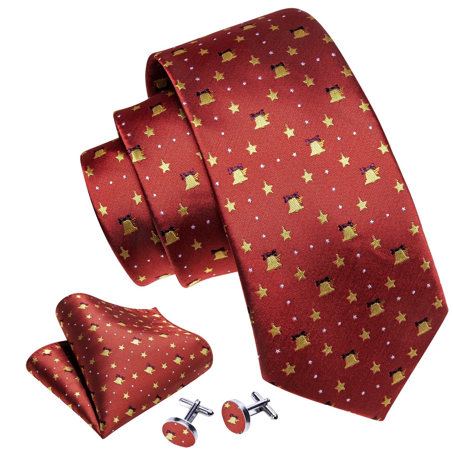 Christmas Bells Tie Set In Red tie sets - Sophisticated Gentlemen