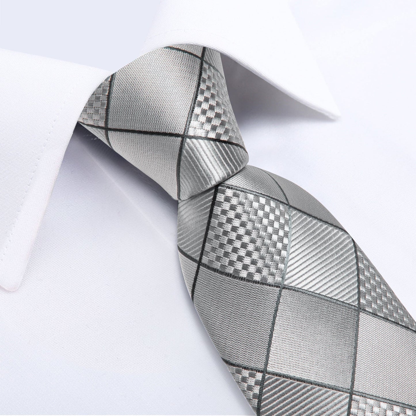 Silver Squares Tie Set tie sets    - Sophisticated Gentlemen