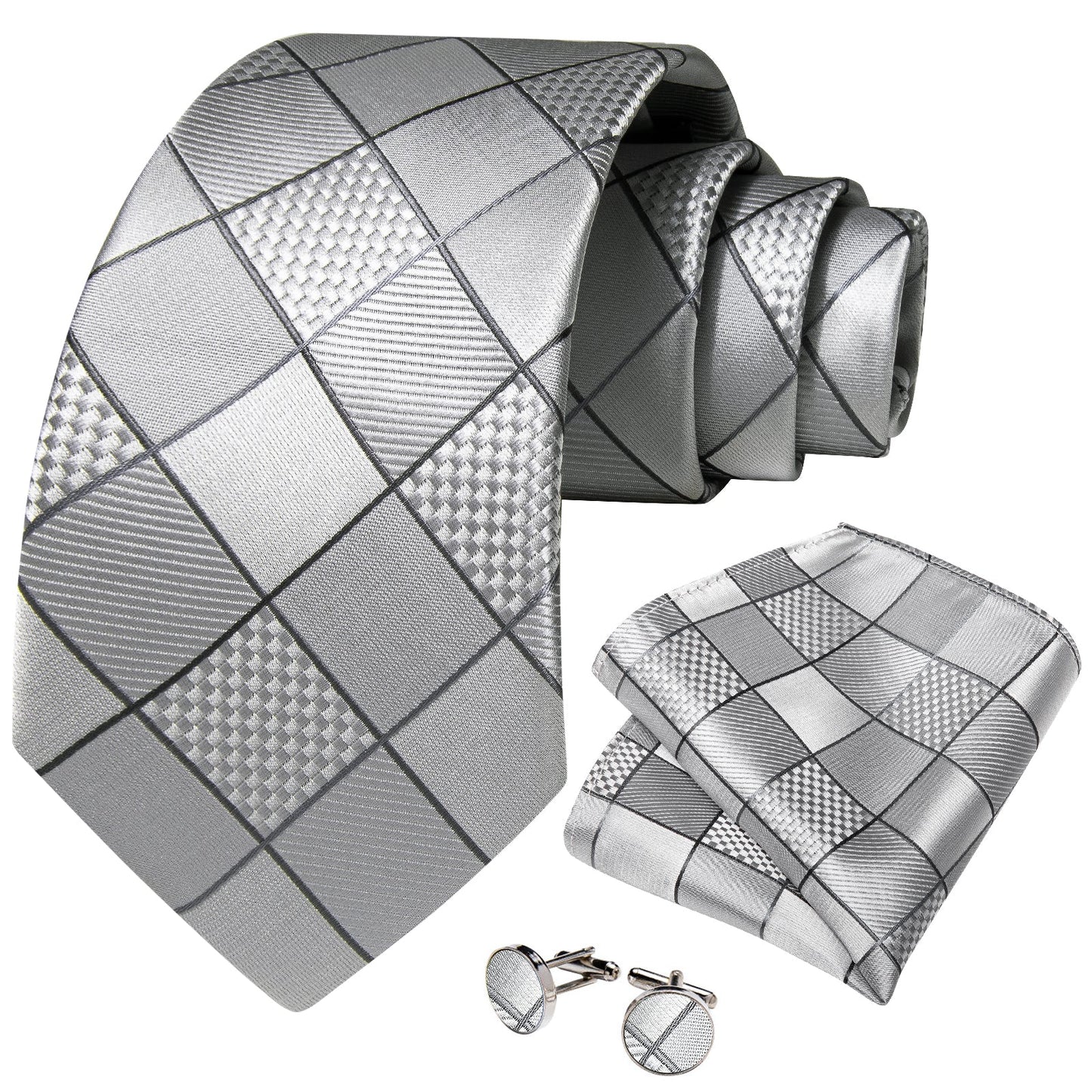 Silver Squares Tie Set tie sets    - Sophisticated Gentlemen