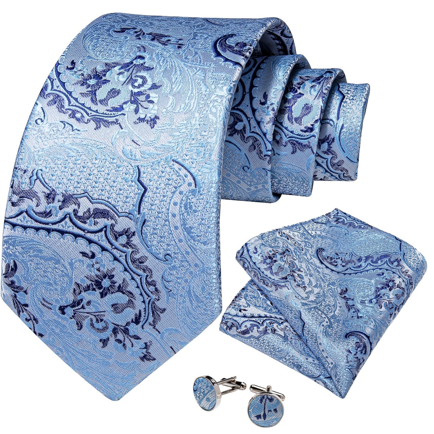 Baby Blue Paisley Tie Set tie set - Sophisticated Gentlemen
